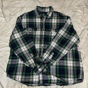 George Men's Blue and Green Plaid Button Down Shirt